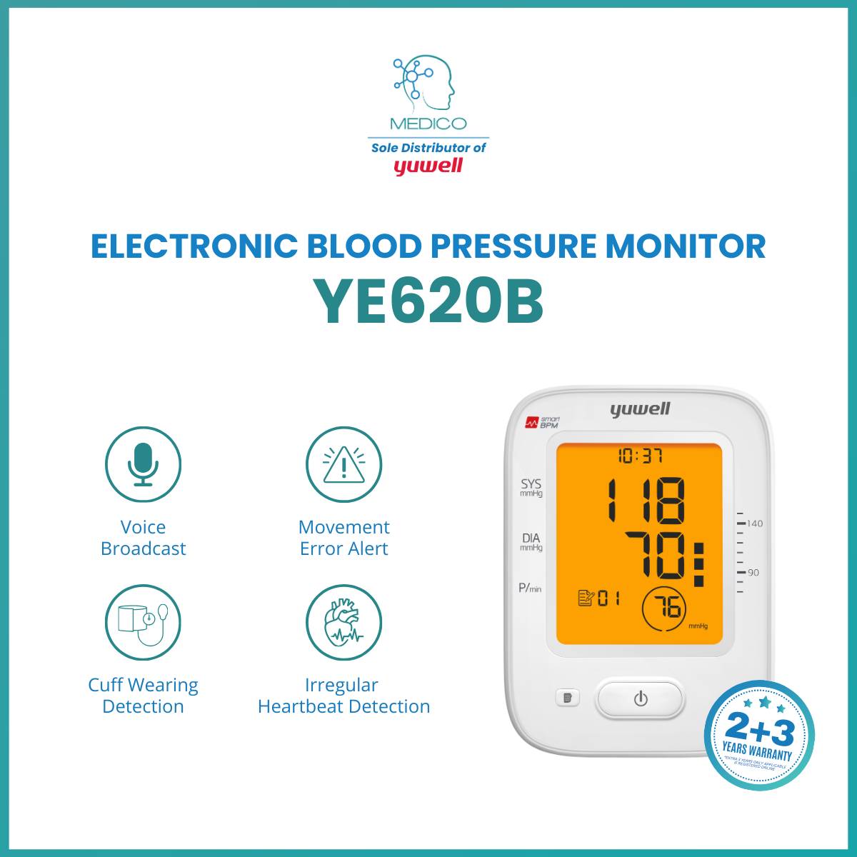 Yuwell YE620B Blood Pressure Monitor (Voice broadcast + LCD BPM)